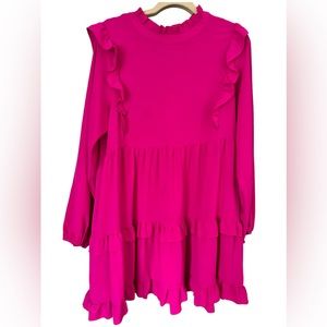 JODIFL Hot pink LS Dress: size Large